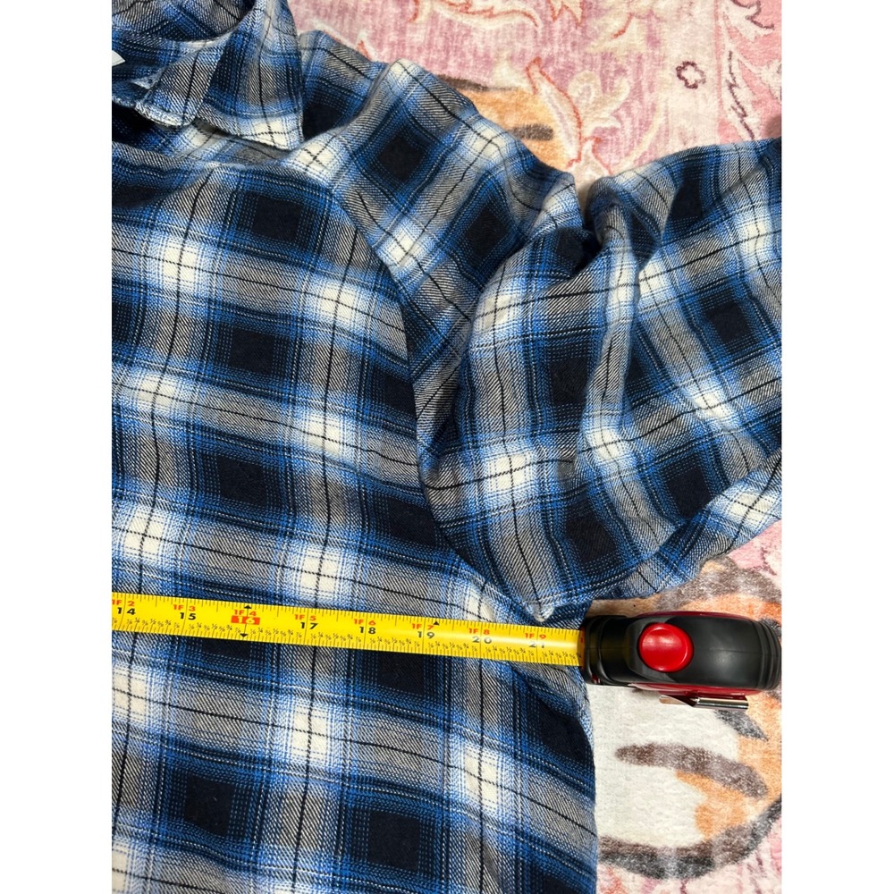 BDG Urban Outfitters Plaid Flannel Shirt Oversized Small Blue Black White Casual - Picture 5 of 6